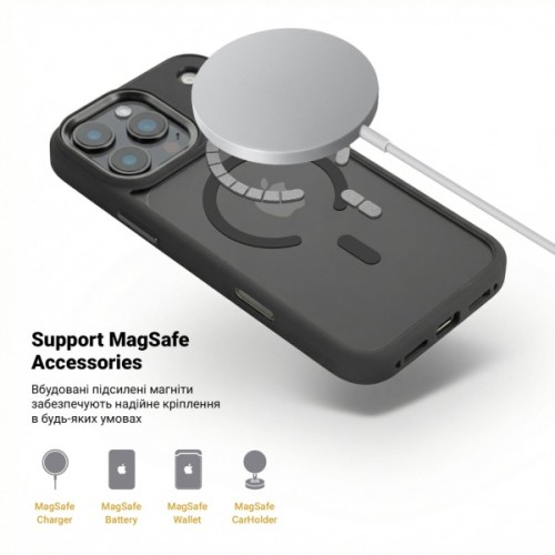 Чохол до мобільного телефона Armorstandart Unit-C MagCase Apple iPhone 17 Pro Max Black + Orange Button Set (ARM90589)