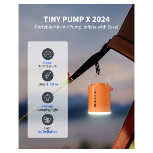 Насос для надувних меблів Flextail Tiny Pump Х з функцією ліхтаря, помаранчевий (6975755964379)