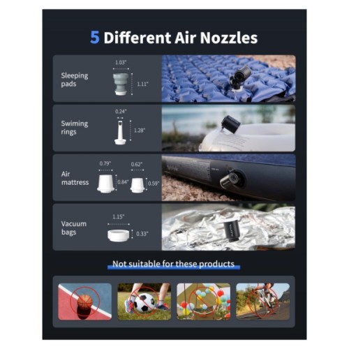 Насос для надувних меблів Flextail Tiny Pump Х з функцією ліхтаря, помаранчевий (6975755964379)