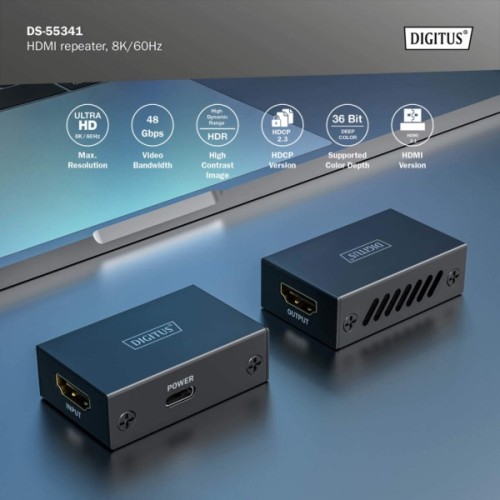 Адаптер HDMI extender 10m 8K60Hz/13m 4K60Hz repeater Digitus (DS-55341)