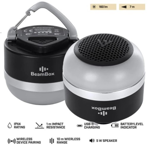 Ліхтар Mactronic з колонкою BeamBox (160 Lm) Bluetooth Speaker USB-C (ACL0041) (DAS303959)