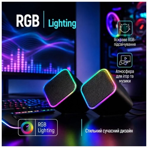 Акустична система ColorWay Cubix 2.0 RGB USB Black (CW-SPU05BK)