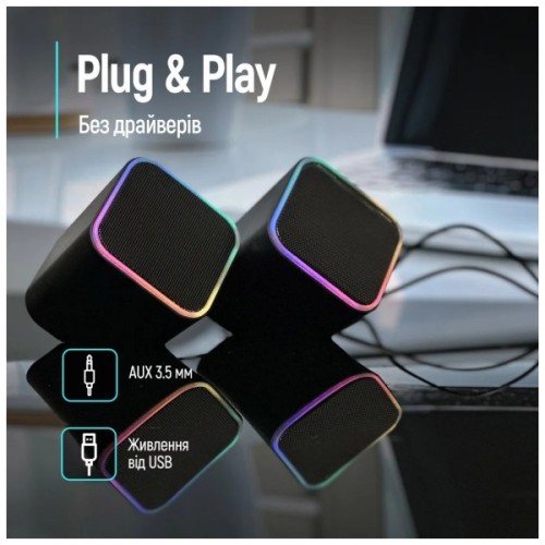 Акустична система ColorWay Cubix 2.0 RGB USB Black (CW-SPU05BK)