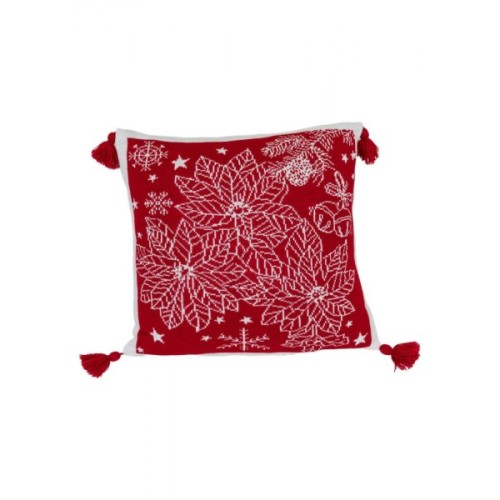 Наволочка Прованс декоративна в'язана Різдвяник червоний 45х45 (030169)