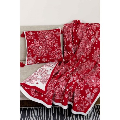 Наволочка Прованс декоративна в'язана Різдвяник червоний 45х45 (030169)