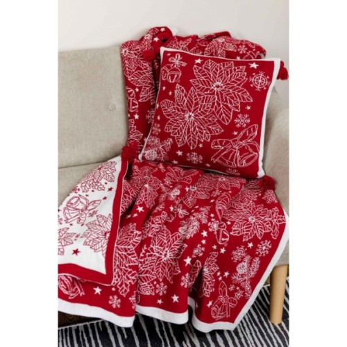 Наволочка Прованс декоративна в'язана Різдвяник червоний 45х45 (030169)
