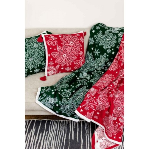 Наволочка Прованс декоративна в'язана Різдвяник червоний 45х45 (030169)