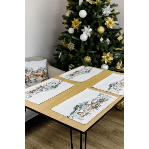 Серветка на стіл Прованс гобеленова з велюром Зимове місто 30х50 см (4823093450479)
