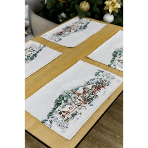Серветка на стіл Прованс гобеленова з велюром Зимове місто 30х50 см (4823093450479)