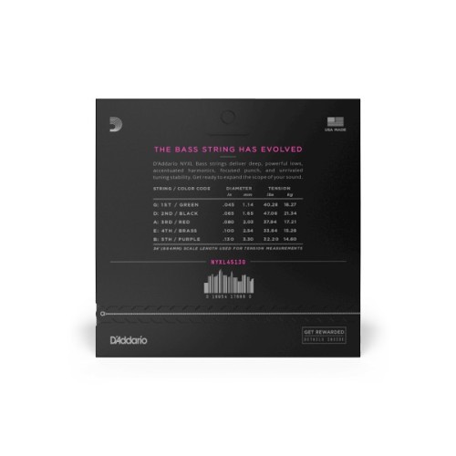 Струни для гітари D'Addario NYXL Regular Light 5-String (45-130) (NYXL45130)