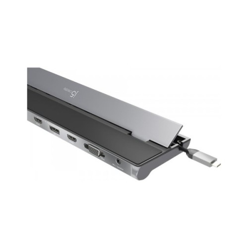 Порт-реплікатор J5create Dock-Station USB-C 10-in-1 (HDMI/PD/USB-A/USB-C/LAN/картридер/audio) (JCD543-N)
