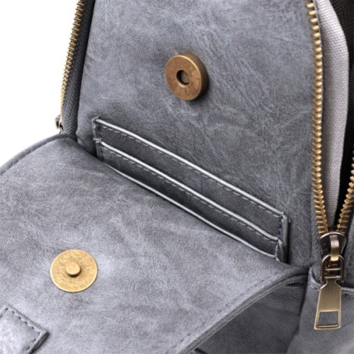 Сумка Vintage Через плече з екошкіри Сіра (22792)