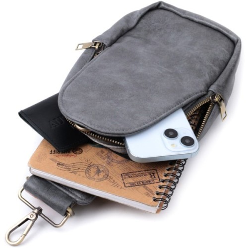 Сумка Vintage Через плече з екошкіри Сіра (22792)