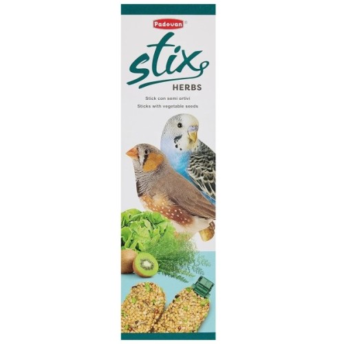 Ласощі для птахів Padovan Stix Herbs для хвилястих папуг та амадинів 80 г (8001254001418)