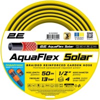 Шланг для поливу 2E AquaFlex Solar, 1/2", 50м, 4 шари, 13бар, -10…+60°C, зрошувач, конектор, адаптер 2в1 (2E-GHE12SR50)