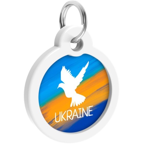 Адресник для тварин WAUDOG Smart ID з QR паспортом "Прапор", круг 25 мм (225-0229)