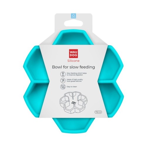 Універсальний посуд для тварин WAUDOG Silicone миска для повільного харчування 750 мл блакитна (23542)