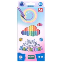 Олівці кольорові Школярик Пастельні двосторонні з точилкою 12 шт 24 кольори (312120003-UA)