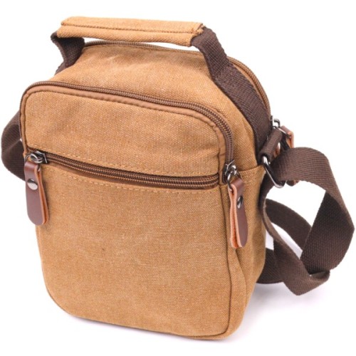 Сумка Vintage Чоловіча з щільного текстилю Коричнева (21245)