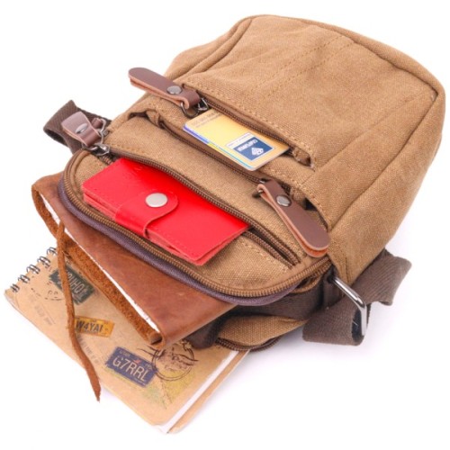 Сумка Vintage Чоловіча з щільного текстилю Коричнева (21245)