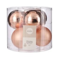 Ялинкова іграшка House Of Seasons Скляні кульки 6 шт D8 см Персикові (8718861800425)