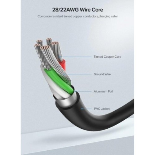 Дата кабель USB 2.0 AM to USB-C 1.0m US287 Black Ugreen (60116)