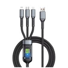 Дата кабель USB 2.0 AM to Lightning + Micro 5P + USB-C 1.2m 100W nylon black XoKo (SC-3100)
