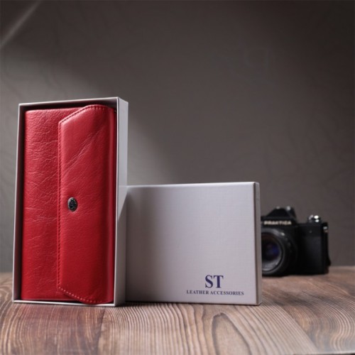 Гаманець ST Leather З натуральної шкіри Червоний (22699)