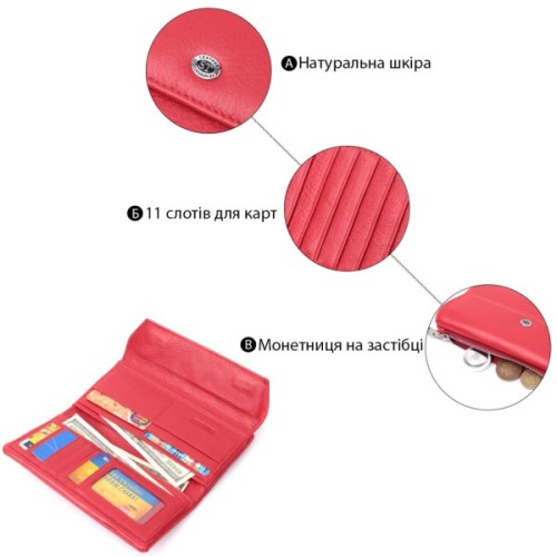 Гаманець ST Leather З натуральної шкіри Червоний (22699)
