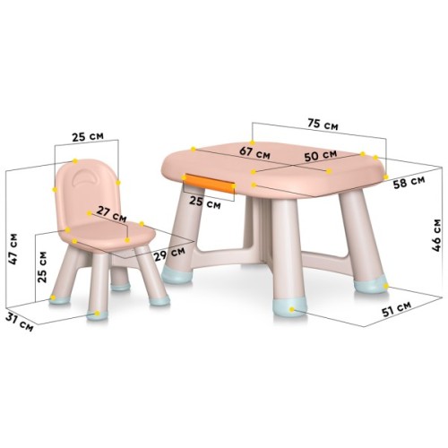 Дитячий стіл Mealux комплект Peppa стіл + стілець (KD-F042 Orange)
