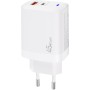 Зарядний пристрій XoKo 1xUSB-C PD45W + 1xUSB QC3.0 GaN white (XK-QC-450)