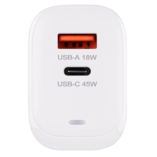 Зарядний пристрій XoKo 1xUSB-C PD45W + 1xUSB QC3.0 GaN white (XK-QC-450)