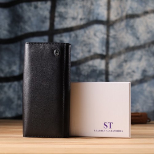 Гаманець ST Leather З натуральної шкіри Чорний (23088)