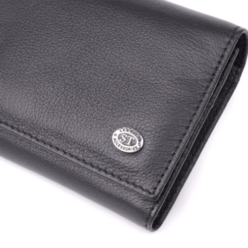 Гаманець ST Leather З натуральної шкіри Чорний (23088)