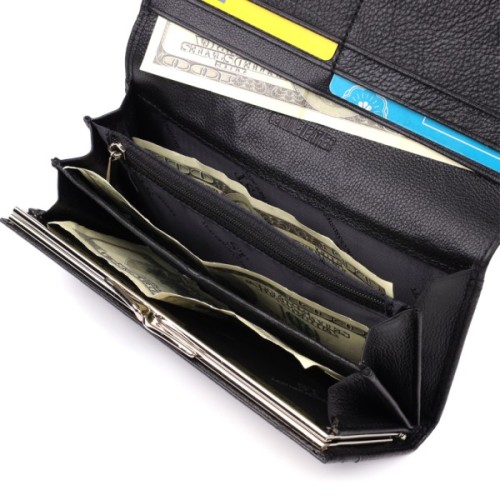 Гаманець ST Leather З натуральної шкіри Чорний (23088)