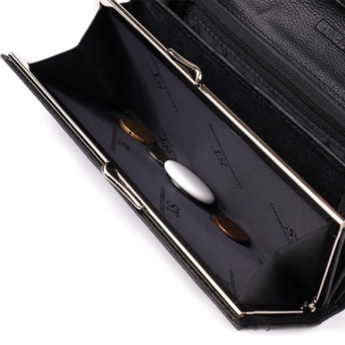 Гаманець ST Leather З натуральної шкіри Чорний (23088)