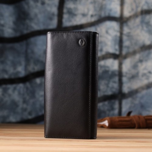 Гаманець ST Leather З натуральної шкіри Чорний (23088)