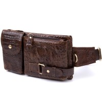 Сумка Vintage Бананка поясна під шкіру рептилії унісекс Коричнева (20401)