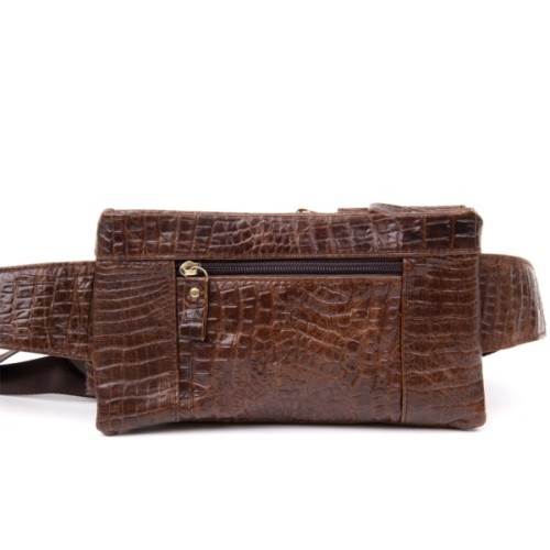 Сумка Vintage Бананка поясна під шкіру рептилії унісекс Коричнева (20401)