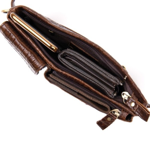 Сумка Vintage Бананка поясна під шкіру рептилії унісекс Коричнева (20401)