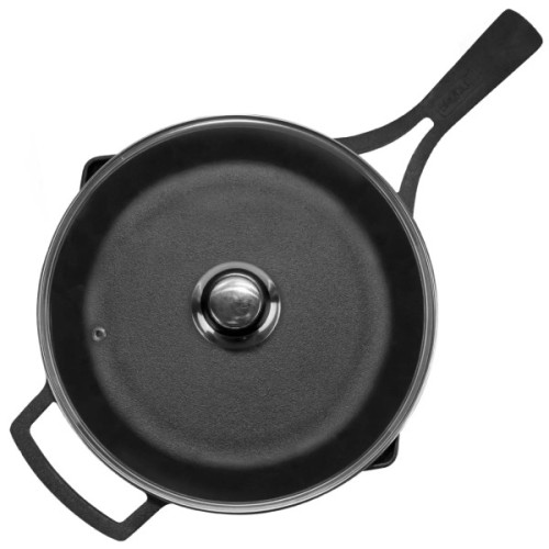 Сковорода Brizoll Monolith чавунна з литою ручкою та скляною кришкою 260х60 мм (M2660P-6)