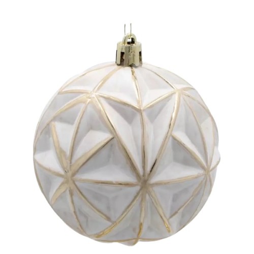 Ялинкова іграшка Chomik пластикові кульки 4 шт, 8 см, біло-золотисті (5900779897243)