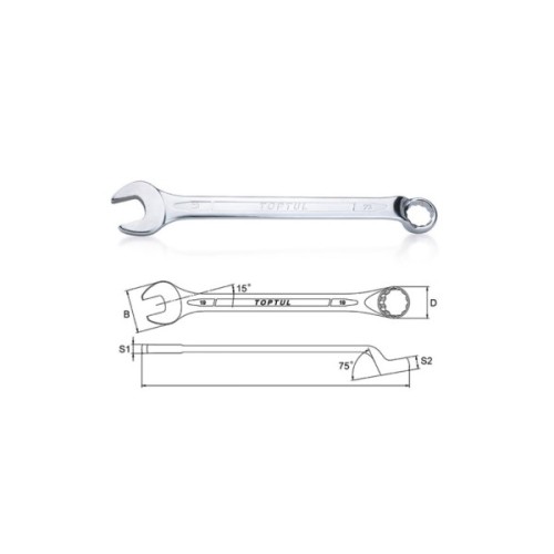Ключ Toptul комбінований (кут 75 °) 12шт. 8-22мм (чорний чохол) (GPAN1201)