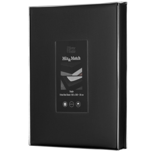 Простирадло Ardesto на резинці Mix&Match Premium, 100% бавовна, сатин чорний 160х200+30 см (ART1620FSL)