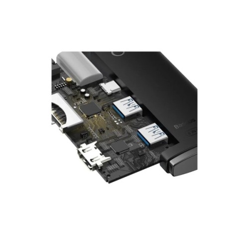 Концентратор Baseus USB-C 6-in-1 HDMI + 2xUSB 3.0 + USB-C + SD/TF black (WKQX050001)