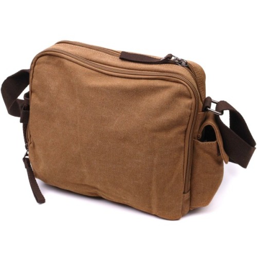 Сумка Vintage Чоловіча месенджер з текстилю Коричнева (22205)