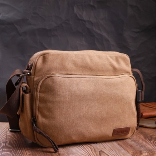 Сумка Vintage Чоловіча месенджер з текстилю Коричнева (22205)