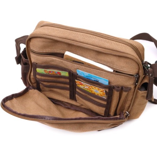 Сумка Vintage Чоловіча месенджер з текстилю Коричнева (22205)