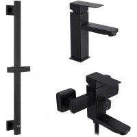 Душовий гарнітур Kroner Edelstahl Kubus - SCH060 + змішувач Edelstahl Kubus - SCH010 + штанга для душу Edelstahl Kubus - (CVS30161)