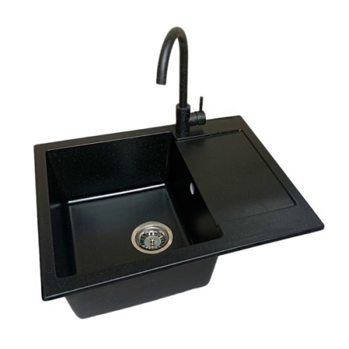 Мийка кухонна Adamant Minimal чорний + змішувач + дозатор + ополіскувач склянок + коланд (4824296106403)